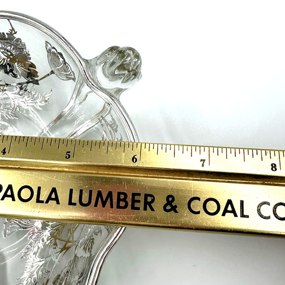 Vintage 50s Silver City Sterling Overlay Poppy Floral Serving Platter Candy Dish - Picture 11 of 13